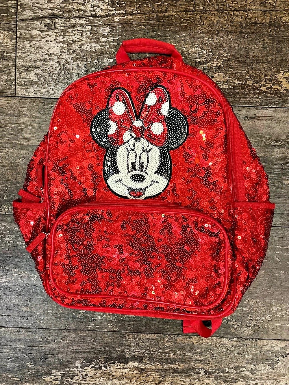 Disney Minnie Mouse Sequin Backpack in Red & Black Like New